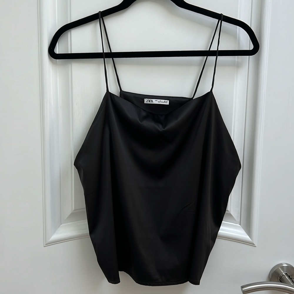 Zara square neck satin top
